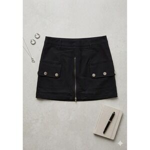 Choosy Black Cargo Mini Skort Front Zip Utility Pockets Size M NEW